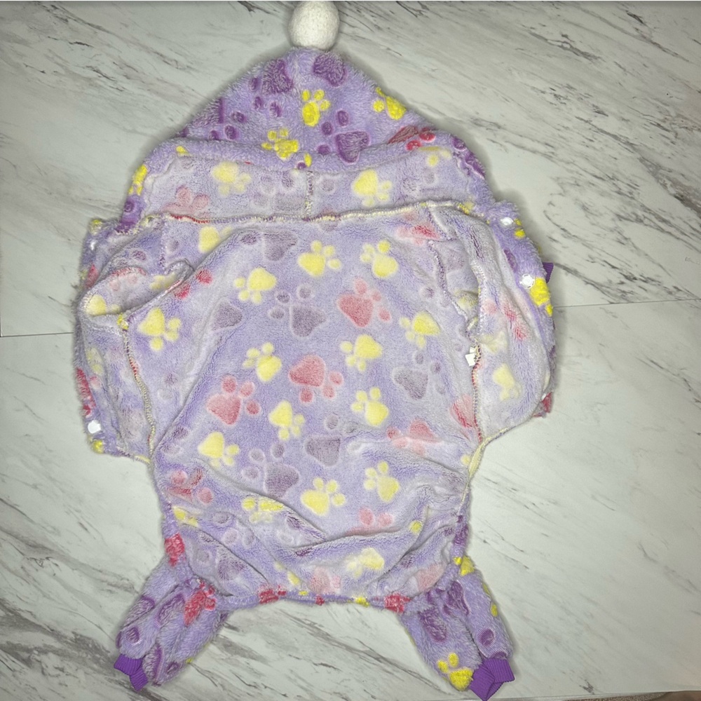 Paw Print Pet Pajamas - Soft Stretch - Purple - Size Large - Picture 6 of 13